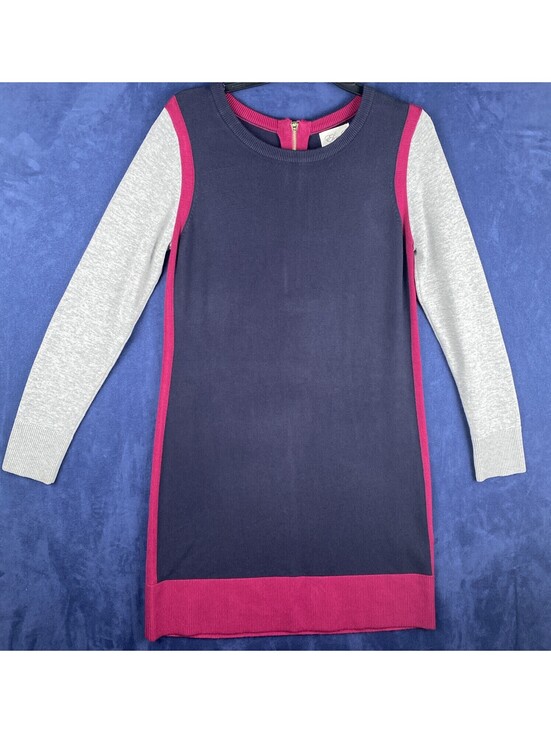 Eliza J Dresses & Skirts - Eliza J Womens Mini Sweater Dress Colorblock  Navy Blue Gray Zip Back Sz PM